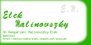 elek malinovszky business card